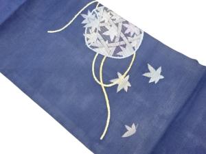  紗 籠に紅葉模様織出し名古屋帯